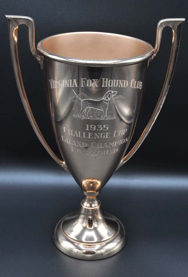 Silver fox hound trophy on display at the MHHNA