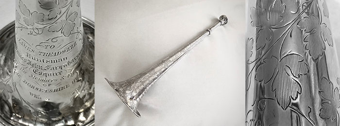 Victorian sterling silver hunting horn