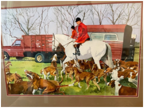"Huntsman and Hounds, II" Watercolor by Michael Tang