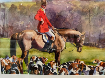 "Huntsman and Hounds, I" Watercolor by Michael Tang