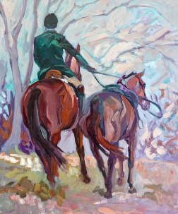 "Pony Home the Fieldhunter" Painting by Gail Guirreri Maslyk