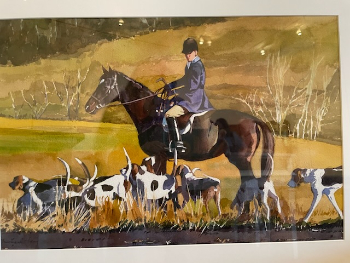 "Whipper-in and Hounds" Watercolor by Michael Tang