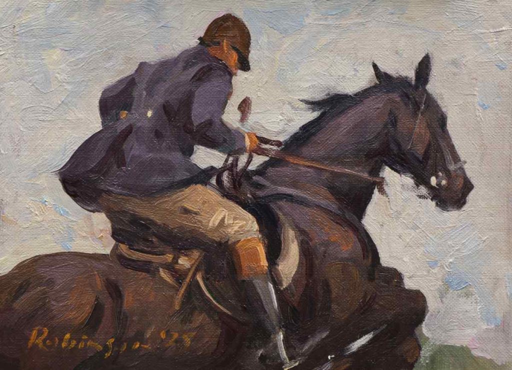 Hunt rider on jumping horse