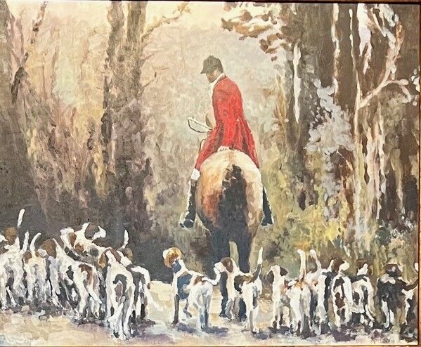 Huntsman surrounded by hounds