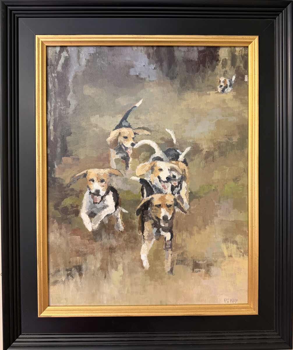 Hounds running on grass