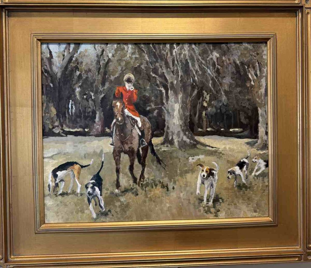 Hunt Rider with five hounds